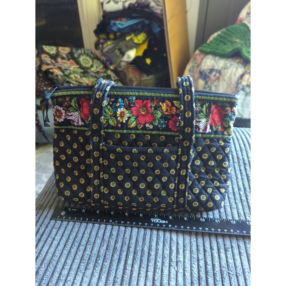 Vera Bradley Little Betsy Small Purse Vibrant Black Retired Pattern/Sunflowers